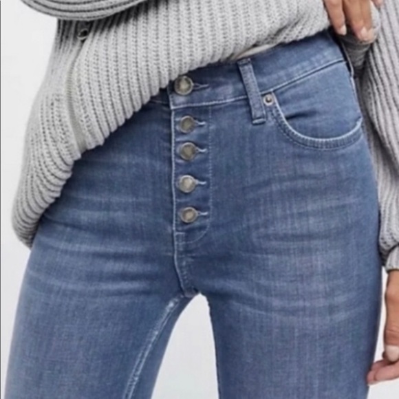 Free People ankle raw hem jean button fly Sz 26 - Picture 3 of 12